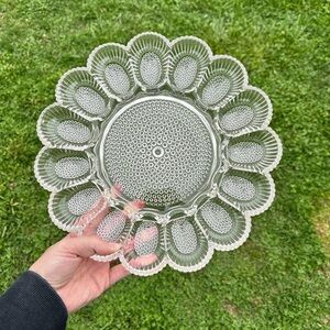 Vintage Indiana Glass Co. Hobnail Egg Platter